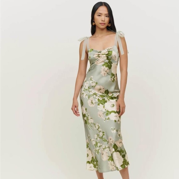 Reformation Dresses & Skirts - Reformation Alene Silk Dress Tarragon size 4